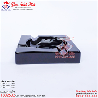 Gạt tàn xì gà gốm sứ men đen