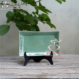 Khay chữ nhật 21x13cm men hỏa biến sao xanh