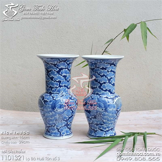 Lọ bá huê tôn số 3 men lam cổ vẽ rồng ẩn đồ ký kiểu phục chế