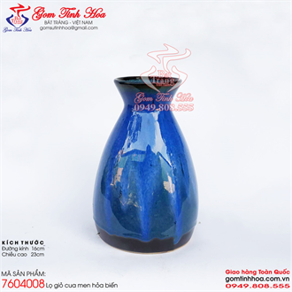 Lọ cắm hoa dáng giỏ cua men hỏa biến