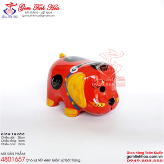 Chó sứ tiết kiệm men đỏ