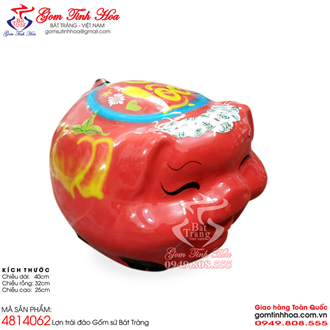 Lợn tiết kiệm size lớn hình trái đào men đỏ