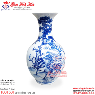 Lọ tỏi cổ loe men lam cổ Tùng Lộc