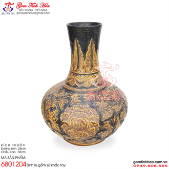 Lọ tỏi khắc hoa phù dung