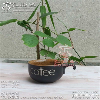 Ly sứ bộ ly tách cafe đốt nến men đen lòng gốm