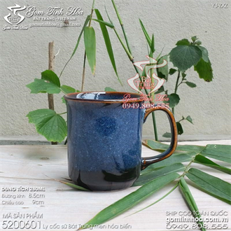 Cốc sứ đẹp men hỏa biến màu thiên thanh