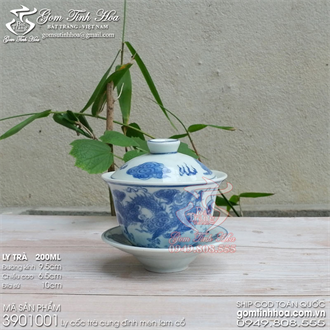 Cốc uồng trà Cung Đình vẽ rồng men lam cổ