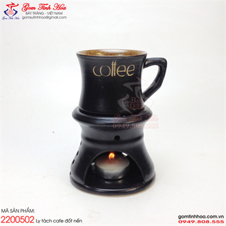 Ly tách cafe đốt nến dáng cốc eo lòng gốm