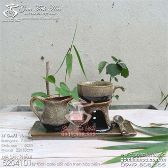 Bộ ly tách cafe đốt nến men hỏa biến gấm