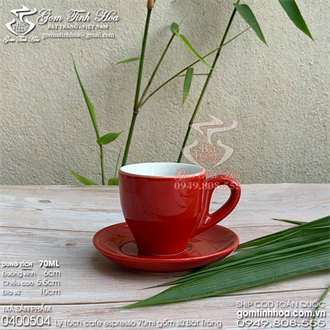 Ly tách cafe Espresso 70ml men đỏ lòng trắng