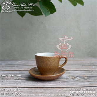 Ly tách espresso 70ml men gốm lòng trắng