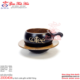 Ly tách cafe men đen lòng gốm
