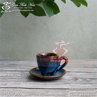 Ly tách espresso 70ml men hỏa biến màu thanh lam