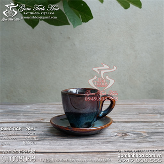 Ly tách espresso 70ml men hỏa biến màu yên lam