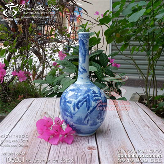 Nai sứ men lam cổ vẽ sơn thủy gốm sứ giả cổ Bát Tràng