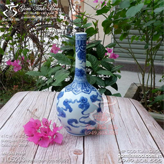 Nai sứ tản vân men lam cổ gốm sứ Bát Tràng giả cổ