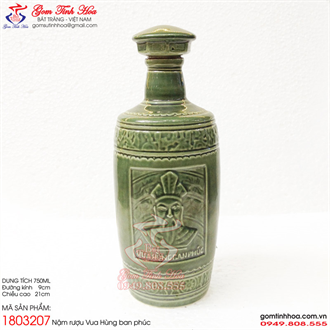 Nậm rượu 750ml Vua Hùng ban phúc men xanh ngọc