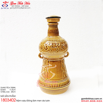 Nậm rượu 750ml Đông Sơn Hoạt Cảnh men da lươn
