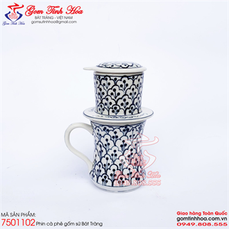 Phin cafe gốm sứ vẽ hoa bèo