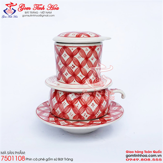 Phin gốm sứ cao cấp vẽ hoa chanh đỏ