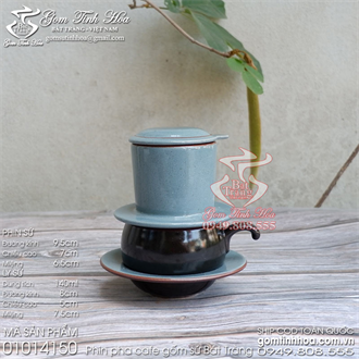 Phin pha cafe bằng gốm sứ men tấm màu ngọc lam