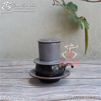 Phin pha cafe bằng gốm sứ men tấm màu ghi