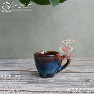 Tách espresso 70ml men hỏa biến màu thanh lam