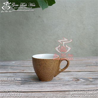 Tách espresso 70ml men gốm lòng trắng