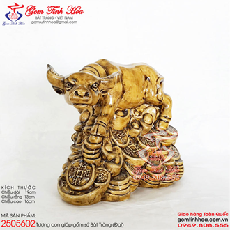 Tượng con giáp tuổi Sửu gốm sứ Bát Tràng