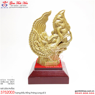 Tượng Đầu Rồng Thăng Long men vàng