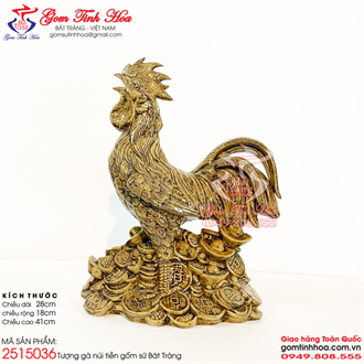 Tượng gà trống phong thủy gốm sứ Bát Tràng