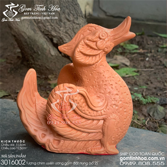 Tượng uyên ương thời Lý gốm đất nung phục chế size vừa