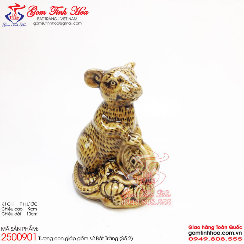 Tượng 12 con giáp gốm sứ Bát Tràng cao cấp Gốm Tinh Hoa Tượng con giáp tuổi Tý gốm sứ phong thủy