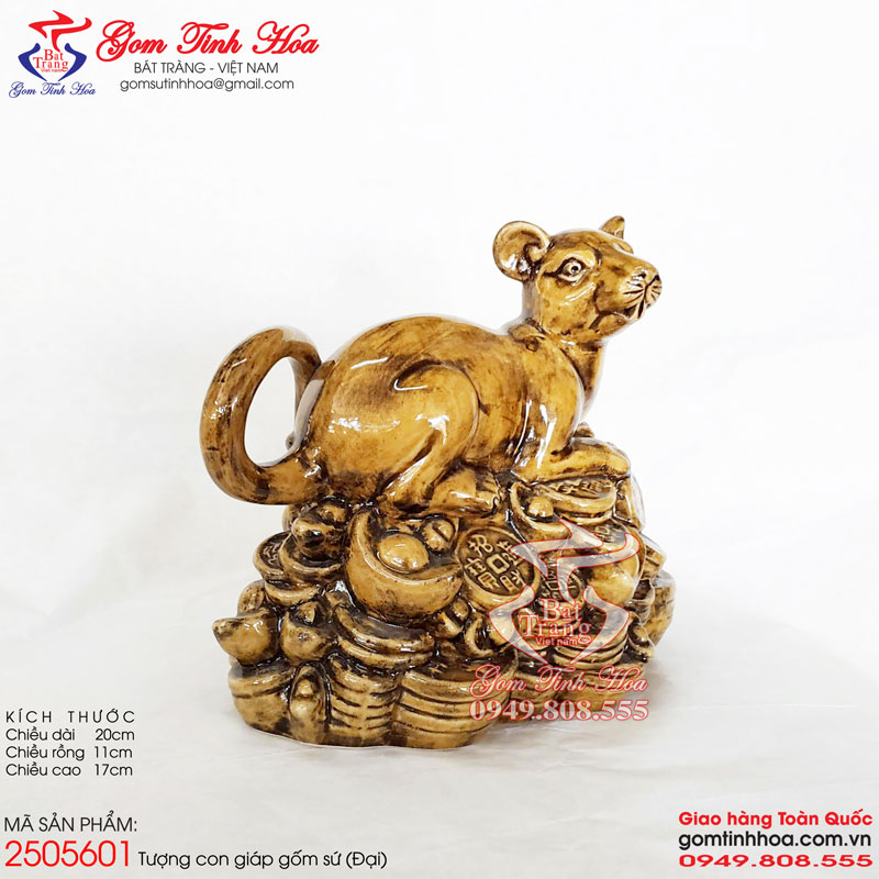 Tượng 12 con giáp gốm sứ Gốm Tinh Hoa Bát Tràng Tượng con giáp tuổi Tý bằng gốm sứ