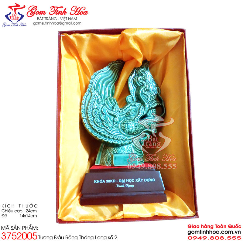 Tượng đầu rồng thời Lý men Celadon Gốm Tinh Hoa Bát Tràng Tượng đầu rồng Thăng Long men Celadon