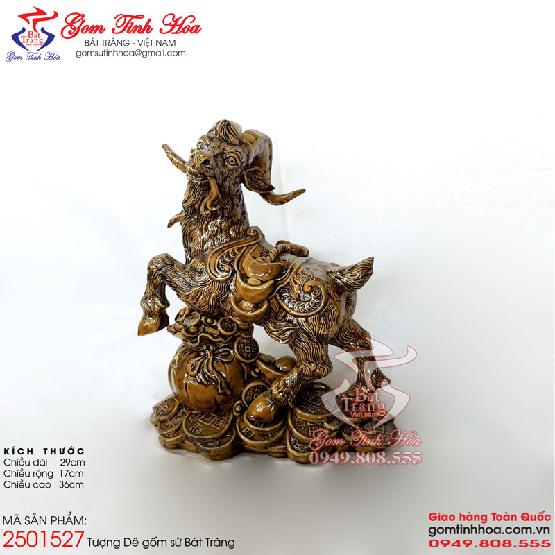Tượng Dê gốm sứ Bát Tràng cao cấp Gốm Tinh Hoa Tượng Dê gốm sứ Bát Tràng