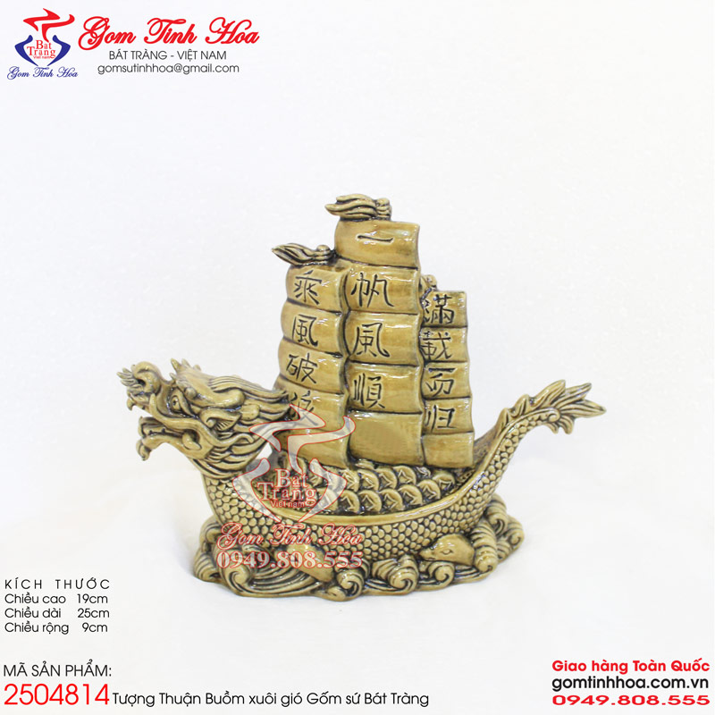 Tượng thuyền rồng Thuận buồm xuôi gió gốm sứ Gốm Tinh Hoa Bát Tràng Tượng thuyền rồng Thuận buồm xuôi gió gốm sứ