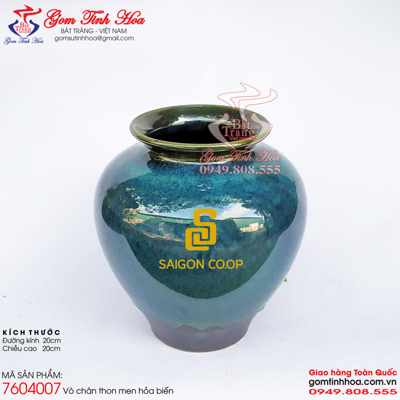 Vò lọ gốm sứ men hỏa biến Gốm Tinh Hoa Bát Tràng Vò lọ gốm sứ men hỏa biến dáng vò chân thon